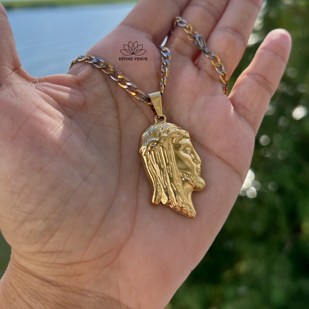 Jesus Christ Pendant Necklace | Dual Color Stainless Steel Necklace | Messiah